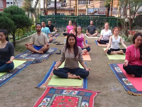 outdoor yoga classes in thamel, kathmandu